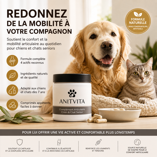 Complément Articulaire Chien & Chat Senior – Glucosamine, Chondroïtine & Collagène